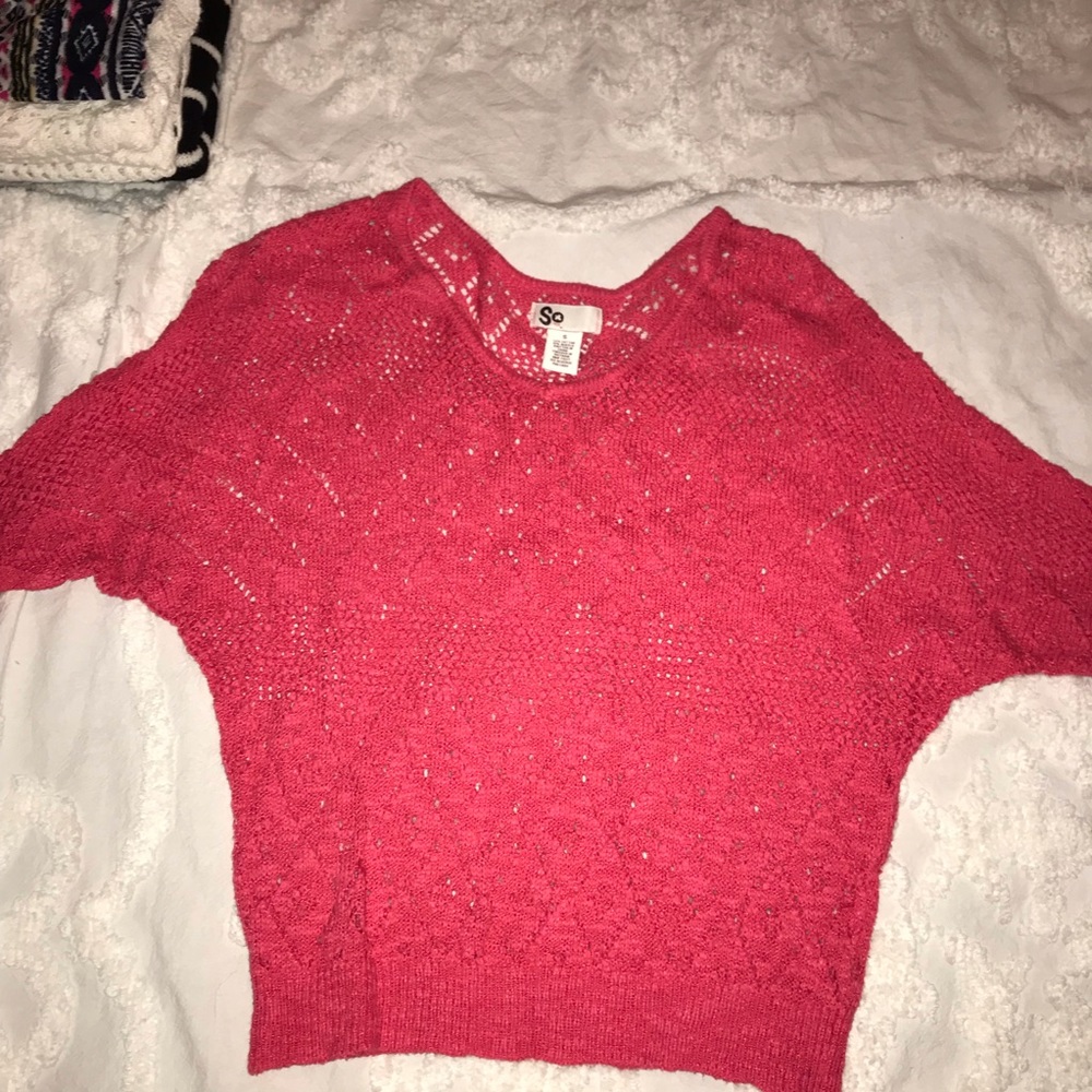 pink knit top